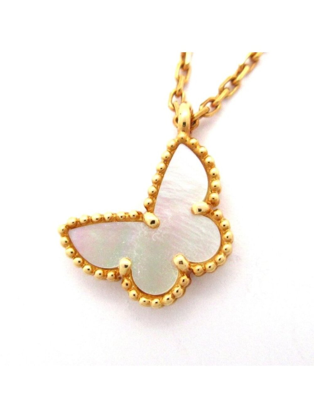 Van Cleef & Arpels Necklace Sweet Alhambra Papillon 18k Yellow Gold White